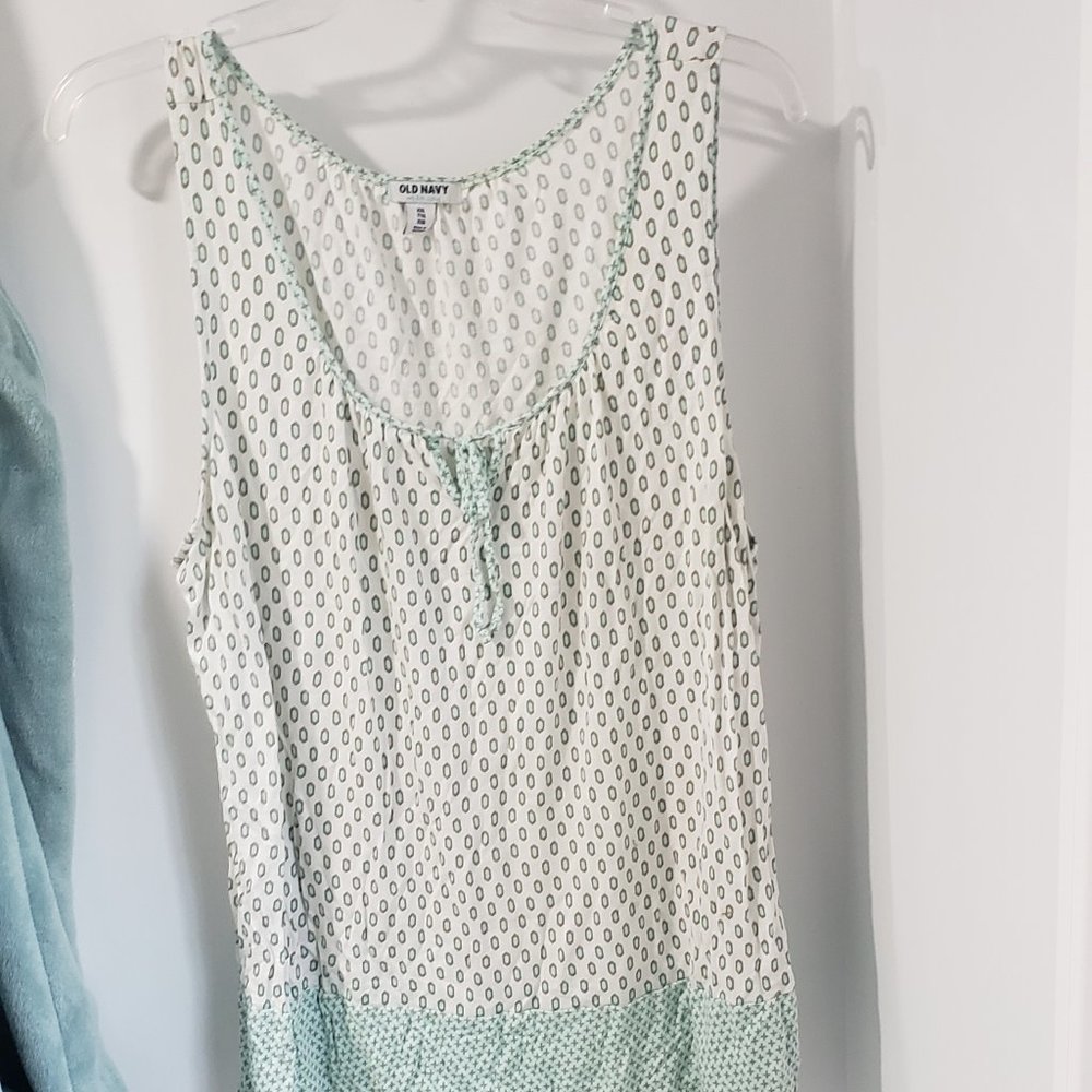 Old navy XXL tie front tank light spearmint mint green geometric
